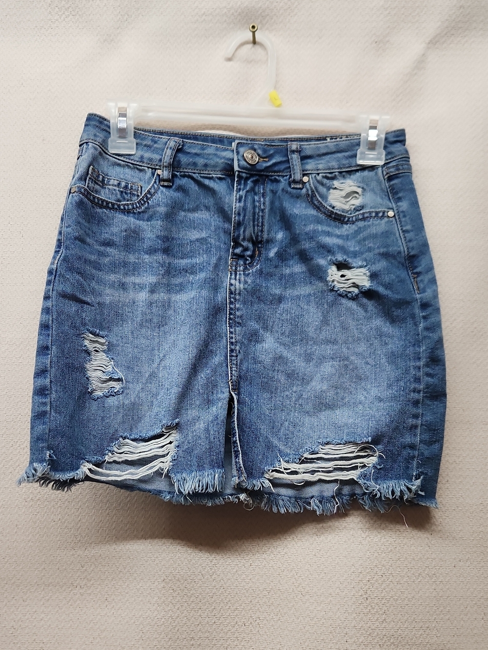 Rewash Blue Distressed Denim Mini Skirt